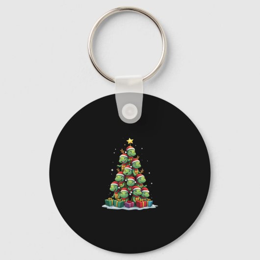 Christmas Tree Sea Turtle Turtles Tortoise T-Shirt Sleutelhanger (Voorkant)