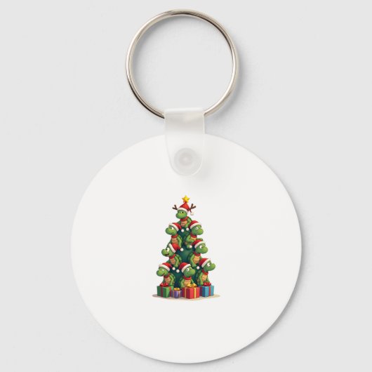 Christmas Tree Sea Turtle Turtles Tortoise T-Shirt Sleutelhanger (Voorkant)