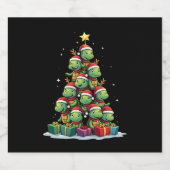 Christmas Tree Sea Turtle Turtles Tortoise T-Shirt Sparkling Wijnetiket (Enkel label)