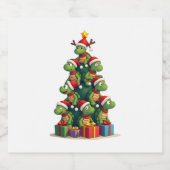 Christmas Tree Sea Turtle Turtles Tortoise T-Shirt Sparkling Wijnetiket (Enkel label)