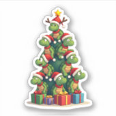 Christmas Tree Sea Turtle Turtles Tortoise T-Shirt Sticker (Voorkant)