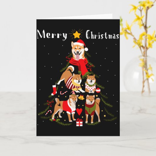 Christmas Tree Shiba Inu Lover Xmas Dog Owner New  Kaart (Gele Bloem)