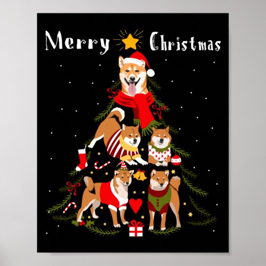 Christmas Tree Shiba Inu Lover Xmas Dog Owner New  Poster (Voorkant)