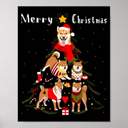Christmas Tree Shiba Inu Lover Xmas Dog Owner New  Poster (Voorkant)