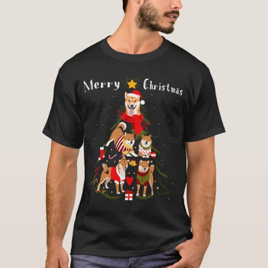 Christmas Tree Shiba Inu Lover Xmas Dog Owner New T-shirt (Voorkant)