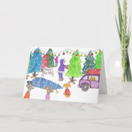 Christmas Tree Shopping Feestdagen Kaart