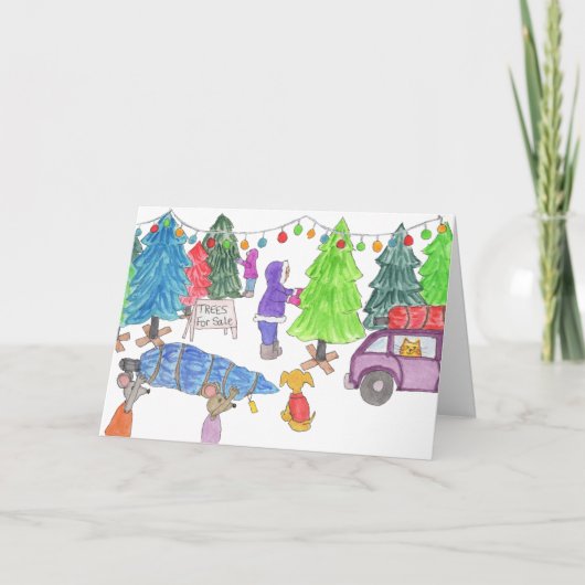 Christmas Tree Shopping Feestdagen Kaart (Voorkant)