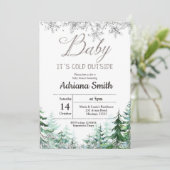 Christmas Tree Silver Snowflakes Baby shower Kaart (Staand voorkant)