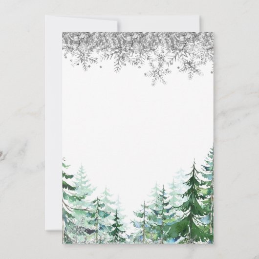 Christmas Tree Silver Snowflakes Baby shower Kaart (Achterkant)