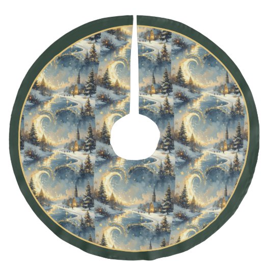Christmas Tree Skirt Featuring A Mystical Village Kerstboom Rok (Voorkant)
