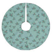 Christmas tree skirt, holly and snowflakes on blue kerstboom rok (Voorkant)