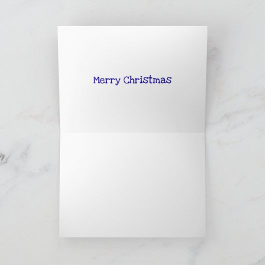 Christmas tree, snow and stars blue oranje green kaart (Binnen)