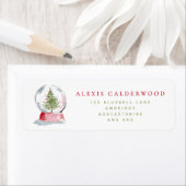 Christmas Tree Snow Globe Holiday Return Address Etiket (Insitu)