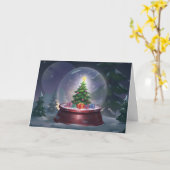 Christmas Tree Snow Globe Kaart (Gele Bloem)