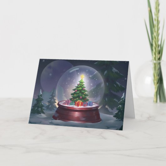 Christmas Tree Snow Globe Kaart (Voorkant)