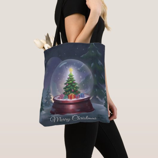 Christmas Tree Snow Globe Tote Bag (Dichtbij)