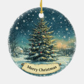 Christmas Tree Snow Ornament Vintage Style (Achterkant)