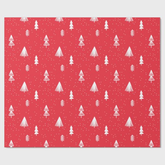 Christmas Tree snow red modern Cadeaupapier (Vlak)