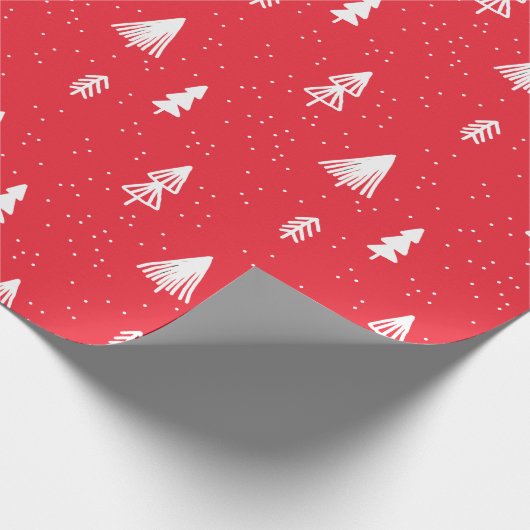Christmas Tree snow red modern Cadeaupapier (Hoek)