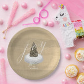 Christmas Tree Snow Wereldbol Gold Joy Holiday Papieren Bordje (Feest)