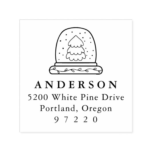 Christmas Tree Snow Wereldbol Retouradres Zelfinktende Stempel (Design)