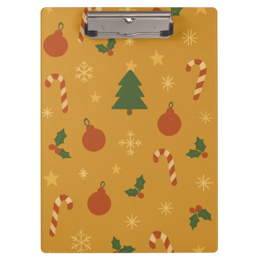 Christmas Tree, Snowflake & Holly Repeating  Klembord (Voorkant)