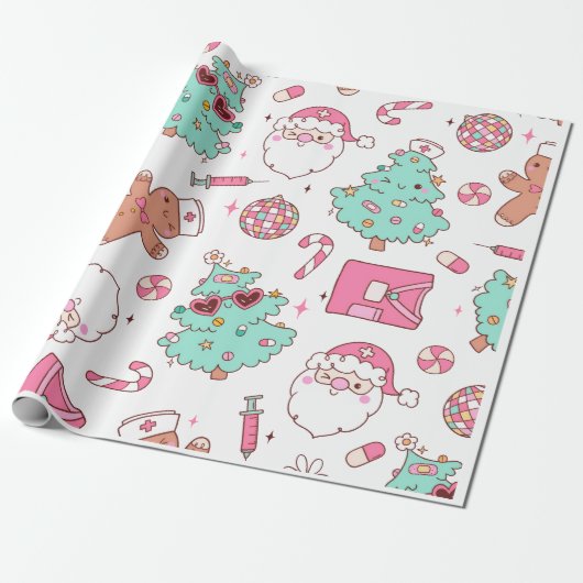 Christmas Tree Snowman Christmas Party I Cadeaupapier (Uitgerold)