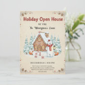 Christmas Tree Snowman Christmas Party Invitation Kaart (Staand voorkant)