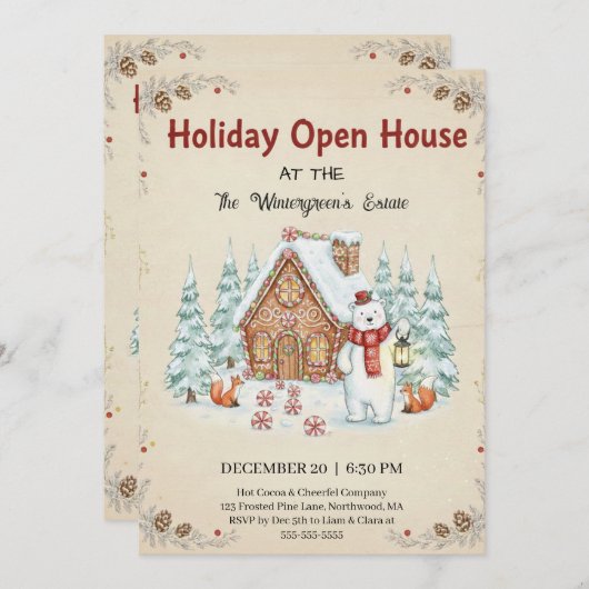 Christmas Tree Snowman Christmas Party Invitation Kaart (Voorkant / Achterkant)