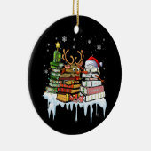 Christmas Tree Snowman Reindeer Book Librarian Keramisch Ornament (Rechts)