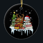 Christmas Tree Snowman Reindeer Book Librarian Keramisch Ornament<br><div class="desc">Christmas Tree Snowman Reindeer Book Stack Librarian</div>