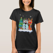 Christmas Tree Snowman Reindeer Book Stack Librari T-shirt (Voorkant)