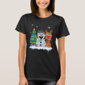 Christmas Tree Snowman Reindeer Book Stack Librari T-shirt (Voorkant)