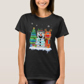 Christmas Tree Snowman Reindeer Book Stack Librari T-shirt (Voorkant)