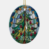 Christmas Tree Stained Glass 2025 Design Keramisch Ornament (Rechts)