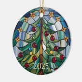 Christmas Tree Stained Glass 2025 Design Keramisch Ornament (Links)