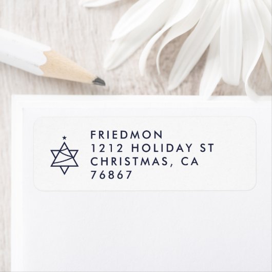 Christmas Tree Star of David retour adreslabel Etiket (Insitu)