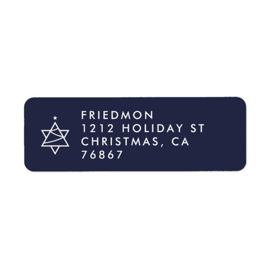 Christmas Tree Star of David retour adreslabel Etiket (Voorkant)