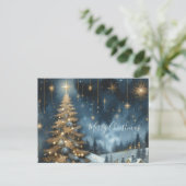 Christmas tree & starry night postcard briefkaart (Staand voorkant)