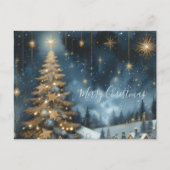 Christmas tree & starry night postcard briefkaart (Voorkant)