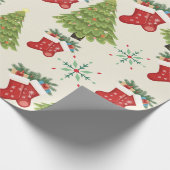 Christmas Tree, Stocking & Snowflake WrappingPaper Cadeaupapier (Hoek)