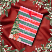 Christmas Tree Stripes Girls Baby Shower Kaart