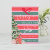 Christmas Tree Stripes Girls Baby Shower   Kaart (Staand voorkant)