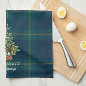 Christmas Tree Tartan Plaid Family Name Theedoek (Quarter Fold)