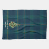 Christmas Tree Tartan Plaid Family Name Theedoek (Horizontaal)