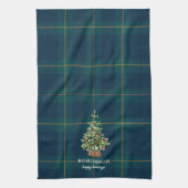 Christmas Tree Tartan Plaid Family Name Theedoek (Verticaal)