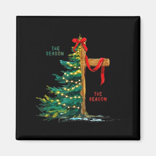 Christmas Tree The Season Jesus Cross Faith Holida Magneet (Voorkant)