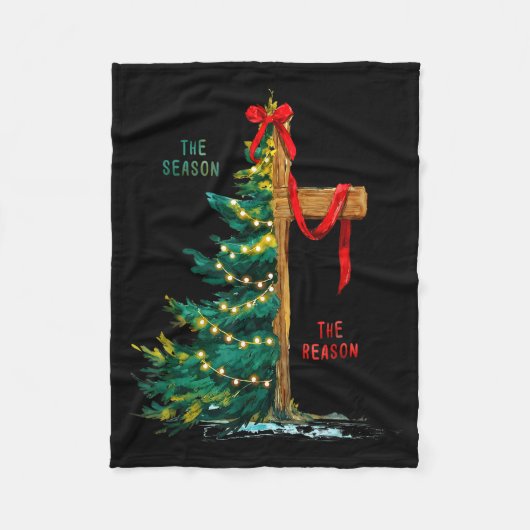Christmas Tree The Season Jesus Cross The Reason  Fleece Deken (Voorkant)
