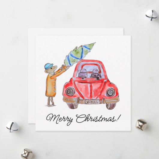 Christmas Tree Time! Feestdagenkaart (Voorkant / Achterkant in situ)