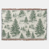 Christmas Tree  Toile  De Jouy Green Tablecloth Deken (Voorkant)